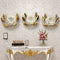 White flower with golden semi Circle metal wall art - set of 3